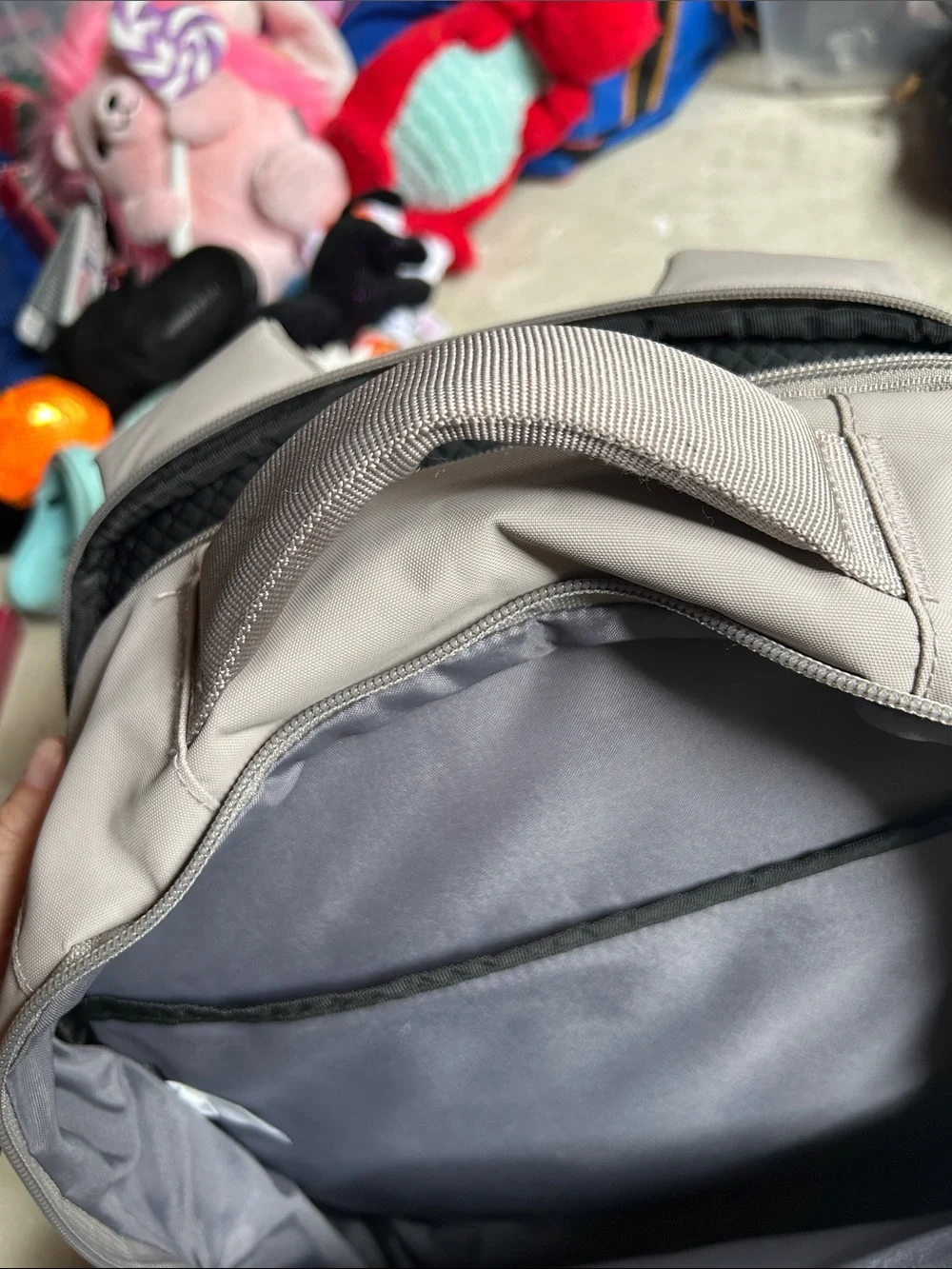 Open Story brand Laptop Backpack in Taupe